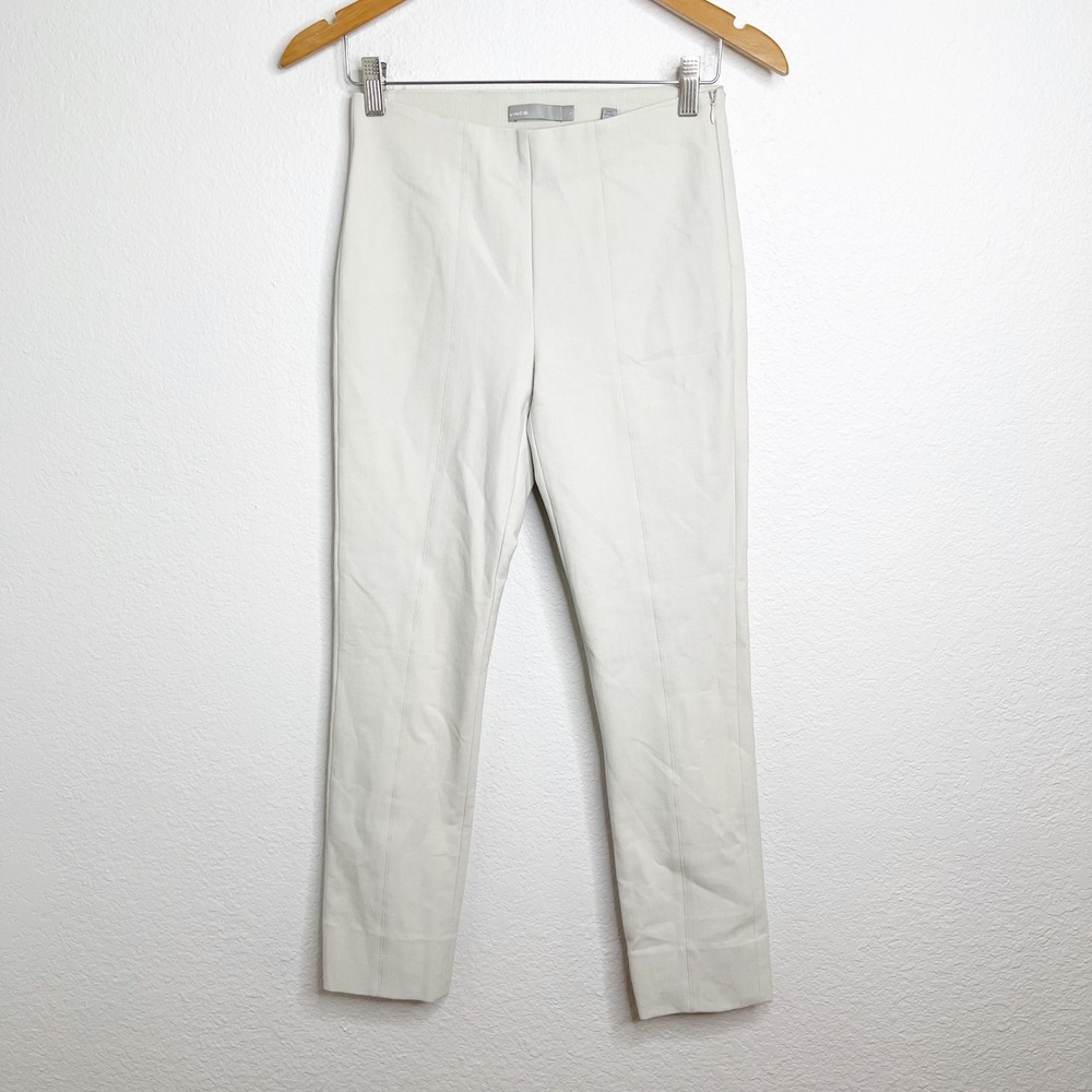 Vince Womens High Rise Skinny Side Zip Pants Off White Birch Size S